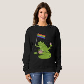Frog LGBTQ Gay Pride Flag Lily Pad Illustration Trui (Voorkant volledig)