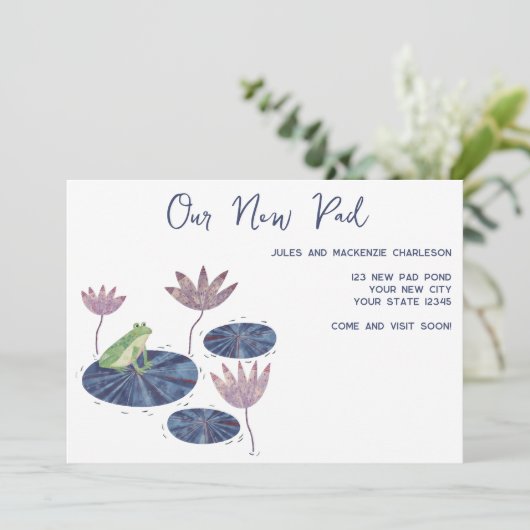 Frog Lily Pad Aankondiging van adreswijziging (Staand voorkant)