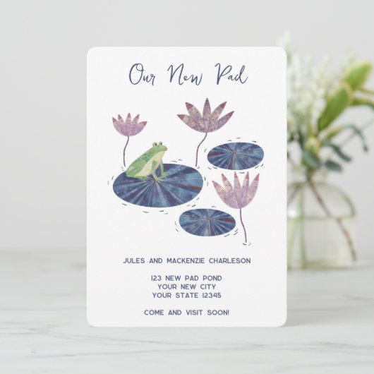 Frog Lily Pad Aankondiging van adreswijziging (Staand voorkant)