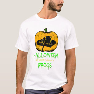 Frog Lily Pads Halloween Pumpkin Jack O Lantern Gr T-shirt