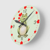 Frog Love Drawing Green Hearts Ronde Klok (Hoek)