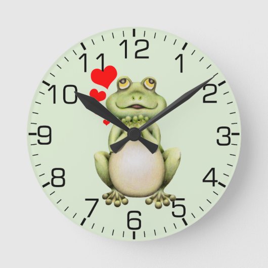 Frog Love Drawing Green Ronde Klok (Voorkant)