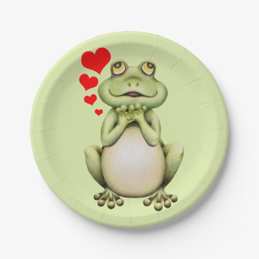 Frog Love Drawing Papieren Bordje (Voorkant)