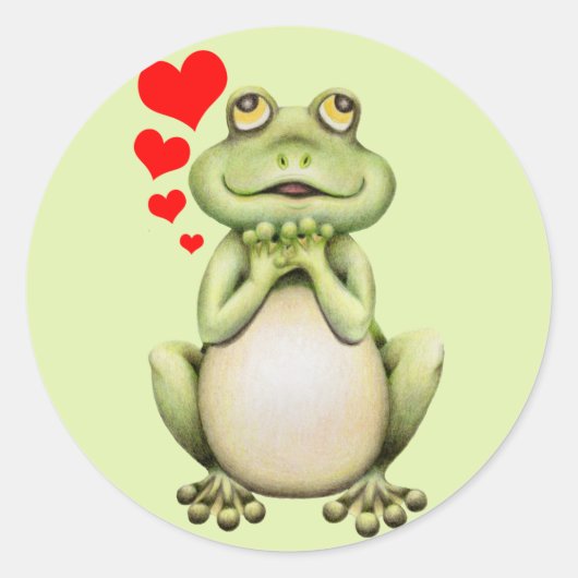 Frog Love Drawing Ronde Sticker (Voorkant)