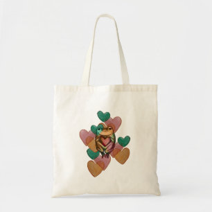 Frog Love schattige harten design Ik hou van kikke Tote Bag