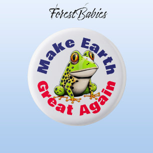 Frog, maak de aarde weer geweldig, Schattigee omge Ronde Button 3,2 Cm