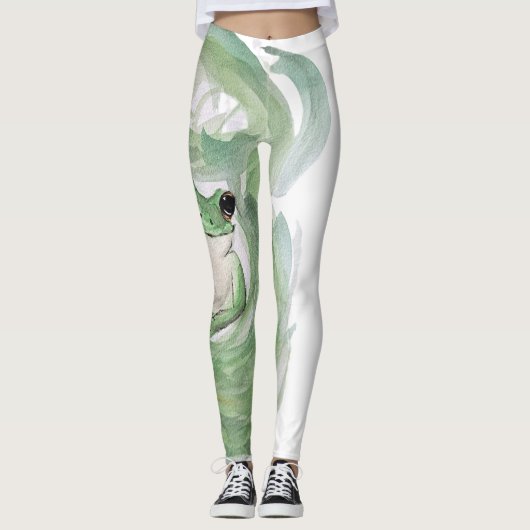 Frog Magic Humor Waterverf Froggy Leggings (Voorkant)