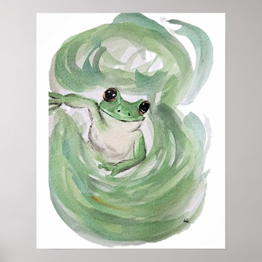 Frog Magic Humor Waterverf Froggy Poster (Voorkant)