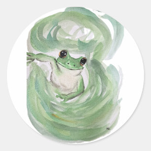 Frog Magic Humor Waterverf Froggy Ronde Sticker