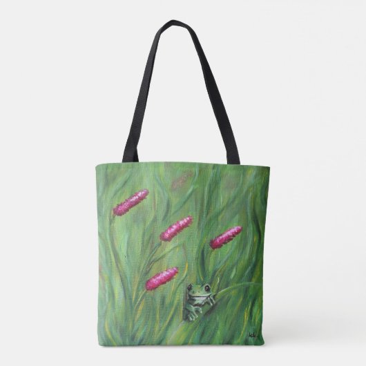 Frog Magic Humor Waterverf Froggy Tote Bag (Achterkant)