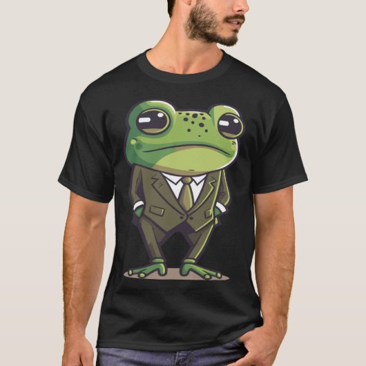 Frog man, mr frog, frog in suit, serious frog, fun t-shirt (Voorkant)