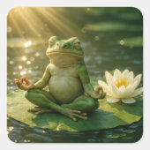 Frog Meditating On a Lily Pad Vierkante Sticker (Voorkant)