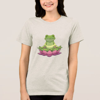Frog Meditating On Flower Cute Funny Womens Tri-Blend Shirt