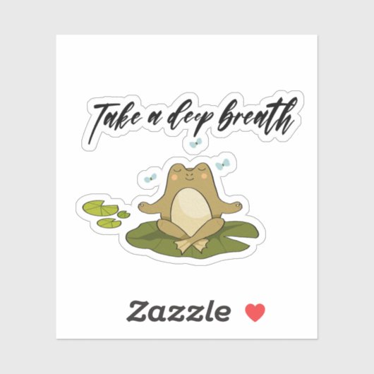 Frog Meditating Take A Deep Breath Sticker (Vel)