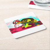 Frog Mushroom fun Kartonnen Onderzetters (Schuin)