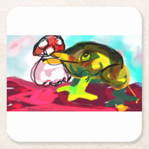 Frog Mushroom fun Kartonnen Onderzetters
