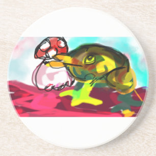 Frog Mushroom fun Zandsteen Onderzetter