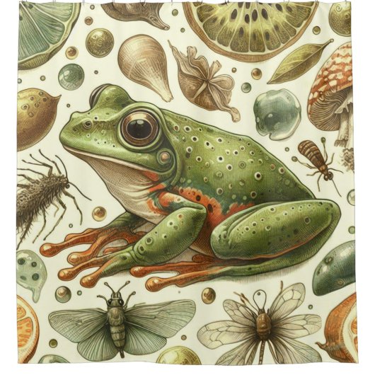 Frog Naadloze Waterverf Douchegordijn (Voorkant)