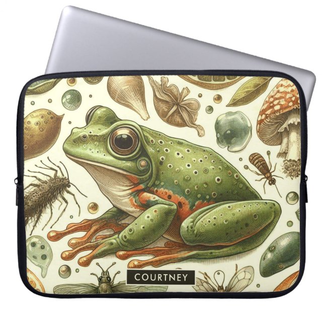  Frog Naadloze Waterverf Laptop Sleeve (Voorkant)