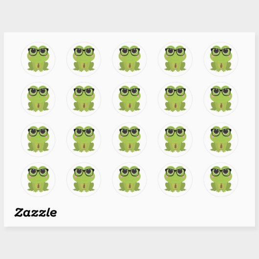 Frog Nerd Ronde Sticker (Vel)