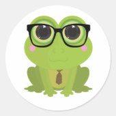 Frog Nerd Ronde Sticker (Voorkant)
