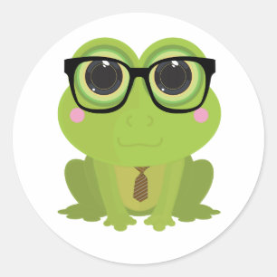 Frog Nerd Ronde Sticker