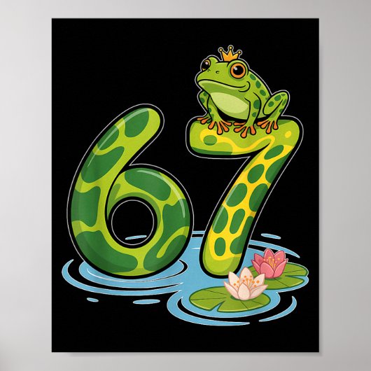 Frog Number 67 Or 67th Birthday Cool Meme Six Seve Poster (Voorkant)