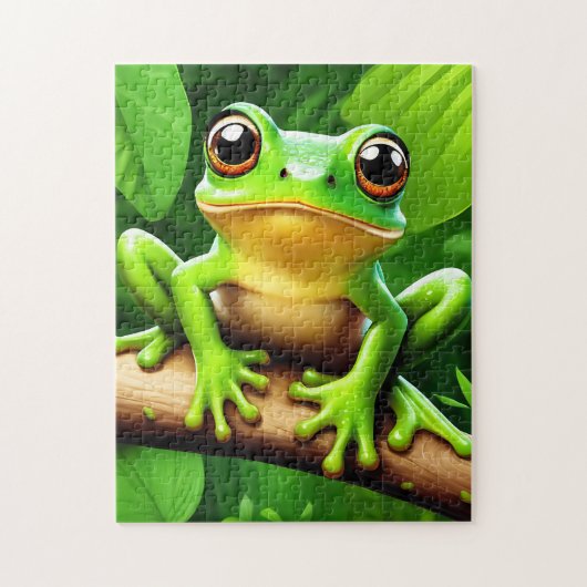 Frog on branch Natuur Art Legpuzzel (Verticaal)
