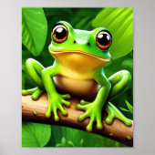 Frog on branch Natuur Art Poster (Voorkant)