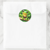 Frog on branch Natuur Art Ronde Sticker (Tas)