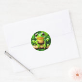 Frog on branch Natuur Art Ronde Sticker (Envelop)