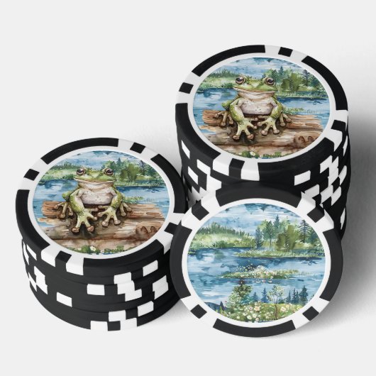 Frog On Logs Lake Poker Chips (Opstapeling)