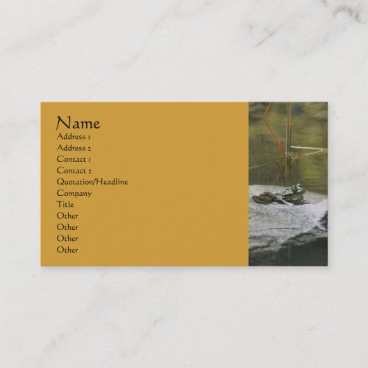 Frog On Rock Natuur Photography Visitekaartje (Voorkant)