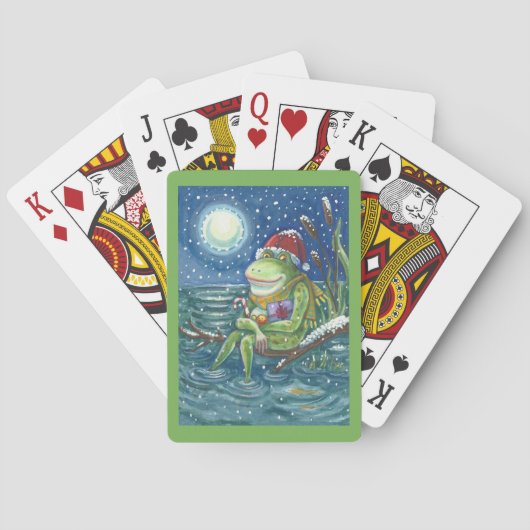 FROG OP LOG, CHRISTMAS DECK OF SPELT CARDS Green Pokerkaarten (Achterkant)