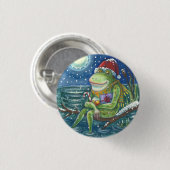 FROG OP LOG CHRISTMAS HOLIDAY BUTTON Round (Voorkant /achterkant)