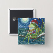FROG OP LOG CHRISTMAS HOLIDAY BUTTON Square (Voorkant /achterkant)