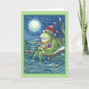 FROG OP LOG FUN CHRISTMAS WENSKAART Verse Feestdagen Kaart