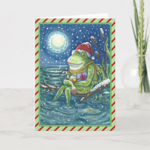 FROG OP LOG FUN CHRISTMAS WENSKAART Verse Feestdagen Kaart