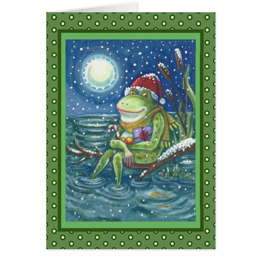 FROG OP LOG HOLIDAY CHRISTMAS WENSKAART Blank (Voorkant)
