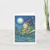 FROG OP LOG HOLIDAY CHRISTMAS WENSKAART Blank Feestdagen Kaart (Voorkant)