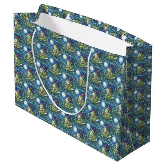 FROG OP LOG SANTA, CHRISTMAS GROTE GIFT BAG GROOT CADEAUZAKJE (Achterkant Gekanteld)