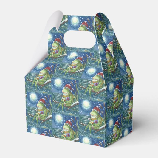 FROG OP LOG SANTA CHRISTMAS HOLIDAY FAVOR GIFT BOX BEDANKDOOSJES (Voorkant Zijde)