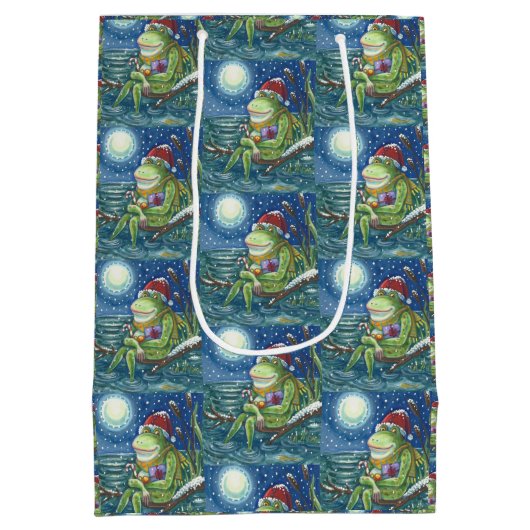 FROG OP LOG SANTA, CHRISTMAS MEDIUM GIFT BAG MEDIUM CADEAUZAKJE (Achterkant)