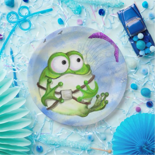 Frog Paraglider Grappig papier Borden Papieren Bordje (Feest)