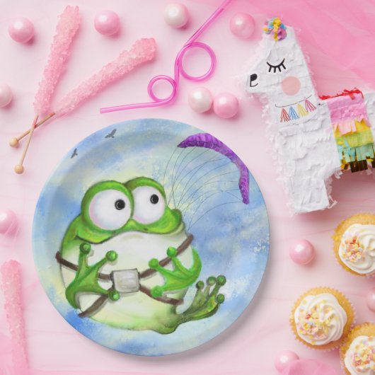 Frog Paraglider Grappig papier Borden Papieren Bordje (Feest)