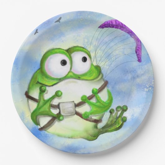 Frog Paraglider Grappig papier Borden Papieren Bordje (Voorkant)