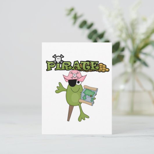 Frog Pirate Girl Tshirts en Gifts Briefkaart (Staand voorkant)