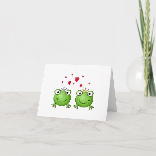 Frog Prince and Frog Princess, with hearts. Kaart (Voorkant)