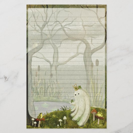 Frog Prince - Cute Ghost Lined Letter Writing Briefpapier (Voorkant)