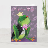 Frog Prince Funny Valentijnsdag Kaart met Tekst (Voorkant)